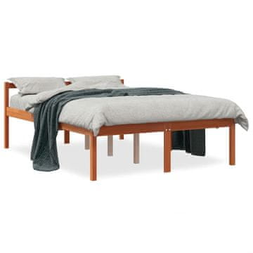 Vidaxl Seniorski krevet, smeđa boja voska, 135x190 cm, masivno borovo drvo