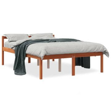 Vidaxl Seniorski krevet, smeđa boja voska, 140x190 cm, masivno borovo drvo