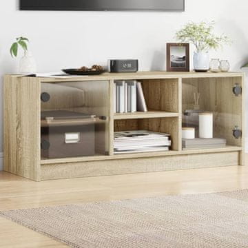 Vidaxl TV ormarić sa staklenim vratima, hrast Sonoma, 102 x 37 x 42 cm