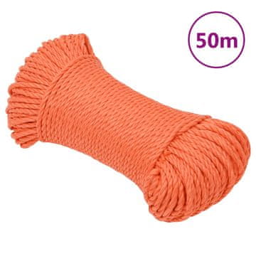 Vidaxl Radno uže, narančasto, 3 mm, 50 m, polipropilen