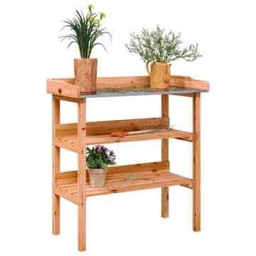 Vidaxl Vrtni stol s policama smeđi 78x38x82,5 cm jela
