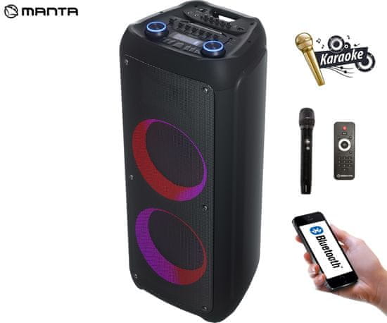 Manta SPK1202B250 KRIOS karaoke zvučnik, Bluetooth 5.0, TWS, Equalizer, baterija, Super Bass, USB/SD/AUX/MIC