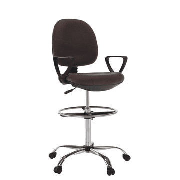 eoshop Povišena radna stolica TAMBER, smeđa tkanina/crna, kotačići, 66–77 cm, 110 kg