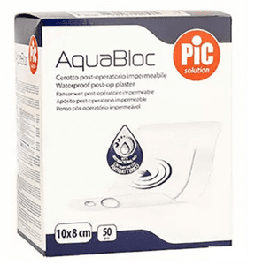 Pic Solution AquaBloc antibakterijski postoperativni flaster, 10x8cm, 50/1