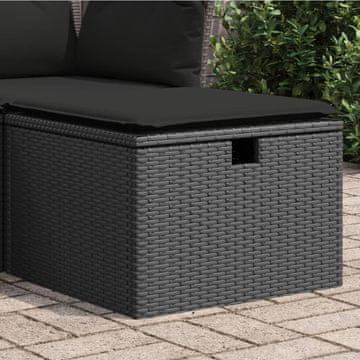 Vidaxl Vrtna stolica s jastukom crna 55x55x37 cm poli ratan