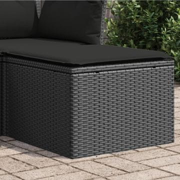 Vidaxl Vrtna stolica s jastukom crna 55x55x37 cm poli ratan