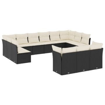 Vidaxl 13-dijelni set vrtnih sofa s jastucima poliratan crni
