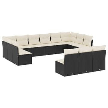 Vidaxl 13-dijelni set vrtnih sofa s jastucima poliratan crni