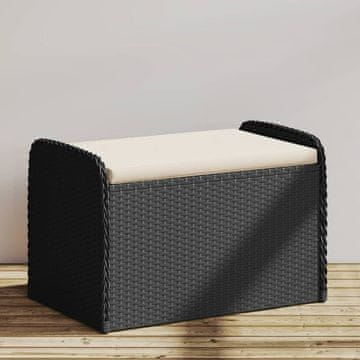 Vidaxl Klupa za odlaganje s jastukom crna 80x51x52 cm poli ratan