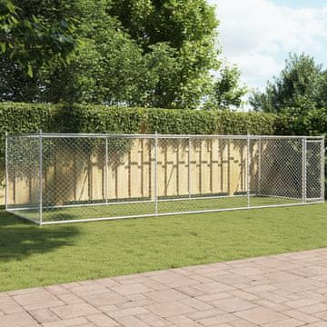 Vidaxl Kavez za pse s vratima sivi 6x2x1,5 m čelik