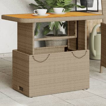 Vidaxl Vrtni stol bež 90x55x71 cm poli ratan i akacija