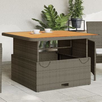 Vidaxl Vrtni stol sivi 110x110x71 cm poli ratan i akacija