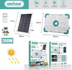 Aerbes 200W LED solarni reflektor s daljinskim upravljačem