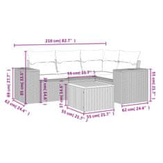 Vidaxl 5-dijelna vrtna garnitura od poliratana s jastucima crna