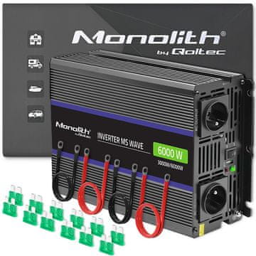 Qoltec Monolith 6000 MS pretvarač napona | 12 V na 230 V | 3000/6000 W | USB