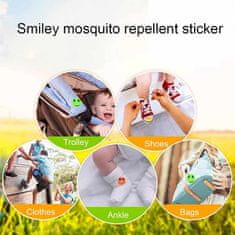 Netscroll Naljepnice protiv komaraca, obliži protiv komaraca, 60 komada, do 12 sati zaštite, eterična ulja, za djecu i odrasle, smiley dizajn, PatchStickers