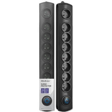 Qoltec Qoltec razvodna letva s protuprejskom zaštitom | 8 utičnica | 1.8m | crna