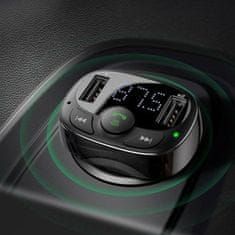 BASEUS  Auto FM odašiljač + auto punjač 2xUSB, microSD, crni (CCMT000001)