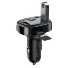 BASEUS  Auto FM odašiljač + auto punjač 2xUSB, microSD, crni (CCMT000001)