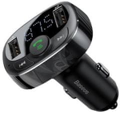 BASEUS  Auto FM odašiljač + auto punjač 2xUSB, microSD, crni (CCMT000001)