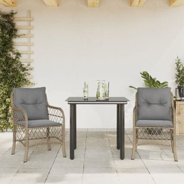 Vidaxl Bistro set od 3 komada s jastucima, miješana bež boja, PE ratan