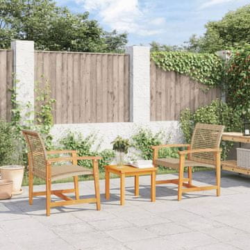 Vidaxl Bistro set od 3 dijela, bež, PE ratan i akacija