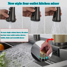 Netscroll Višenamjenski sudoper SinkLux, srebrni, od nehrđajućeg čelika, s izvlačnom pipom, 3 načina mlaza, ispiračem čaša, dozatorom sapuna, daskom i dodatnim posudama, SinkLux, srebrna