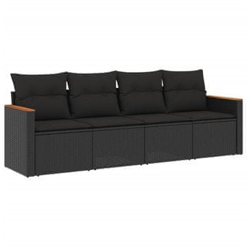 Vidaxl 4-dijelni set vrtnih sofa od poliratana s jastucima crni