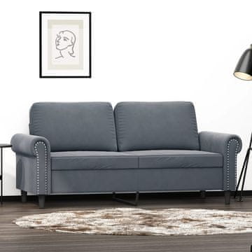 Vidaxl Dvosjed Tamno siva 140 cm Tapecirana baršunom