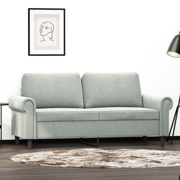 Vidaxl Dvosjed Sofa Svijetlo siva 140 cm Presvučena baršunom
