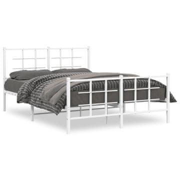 Vidaxl Metalni okvir kreveta s uzglavljem i podnožjem bijeli 135x190 cm