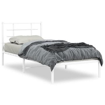 Vidaxl Metalni okvir kreveta s uzglavljem bijeli 90x190 cm