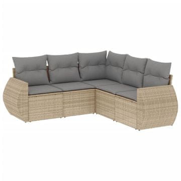 Vidaxl 5-dijelni vrtni set sofa s jastucima bež od poliratana