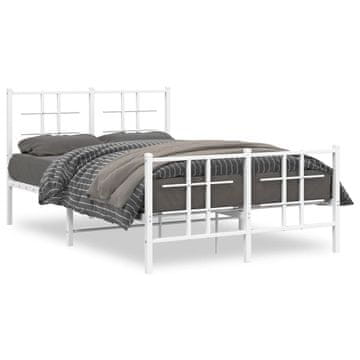 Vidaxl Metalni okvir kreveta s uzglavljem i podnožjem bijeli 120x200 cm