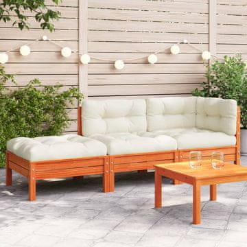 Vidaxl Vrtna sofa za 2 osobe s jastucima i tabureom