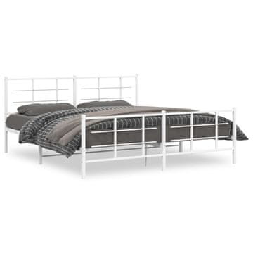 Vidaxl Metalni okvir kreveta s uzglavljem i podnožjem bijeli 183x213 cm