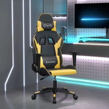 Vidaxl Gamerska stolica, crna i zlatna, umjetna koža