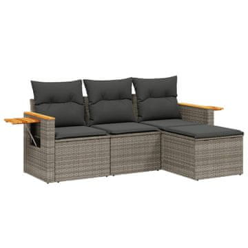Vidaxl 4-dijelni set vrtnih sofa od poliratana s jastucima sivi