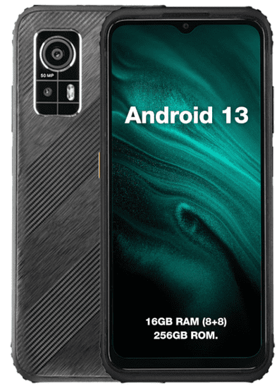 AGM H6 4G pametni telefon, 8+8GB/256GB, Android 13, kamera 50MP dual AI, crna