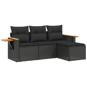 Vidaxl 4-dijelni set vrtnih sofa od poliratana s jastucima crni