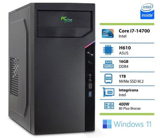 PCplus e-office stolno računalo, i7-14700, 16GB, SSD1TB, W11P (145704)