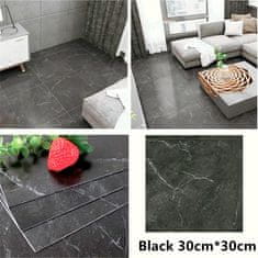 Netscroll Samoljepljive PVC naljepnice za pod i zid, crno-bijeli mramorni uzorak, vodootporne, protiv ogrebotina, 10 kom, 30x30 cm, FloorMarble, crna
