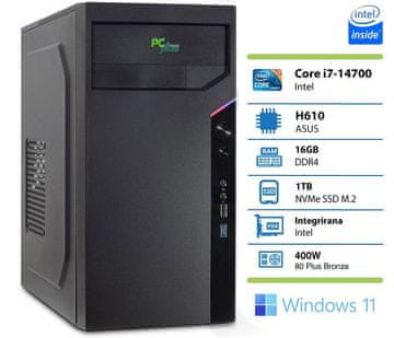 PCplus e-office stolno računalo, i7-14700, 16GB, SSD1TB, W11H (145703)