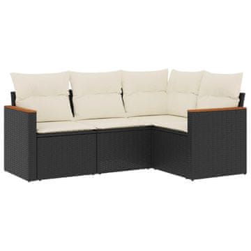 Vidaxl 4-dijelni set vrtnih sofa od poliratana s jastucima crni