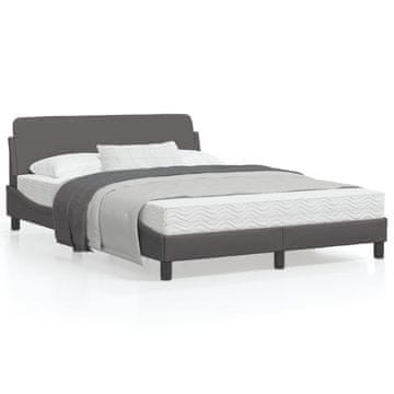 Vidaxl Okvir kreveta s uzglavljem sivi 140x200 cm umjetna koža