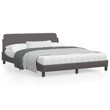 Vidaxl Okvir kreveta s uzglavljem sivi 160x200 cm umjetna koža