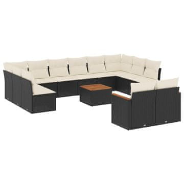 Vidaxl 13-dijelni set vrtnih sofa s jastucima poliratan crni