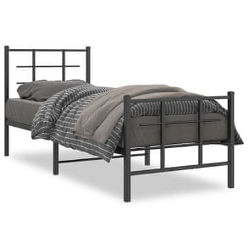 Vidaxl Metalni okvir kreveta s uzglavljem i podnožjem crni 75x190 cm