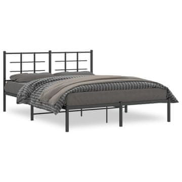 Vidaxl Metalni okvir kreveta s uzglavljem crni 150x200 cm