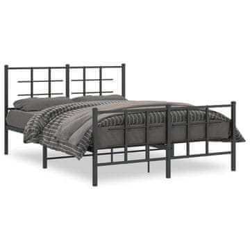 Vidaxl Metalni okvir kreveta s uzglavljem i podnožjem crni 135x190 cm